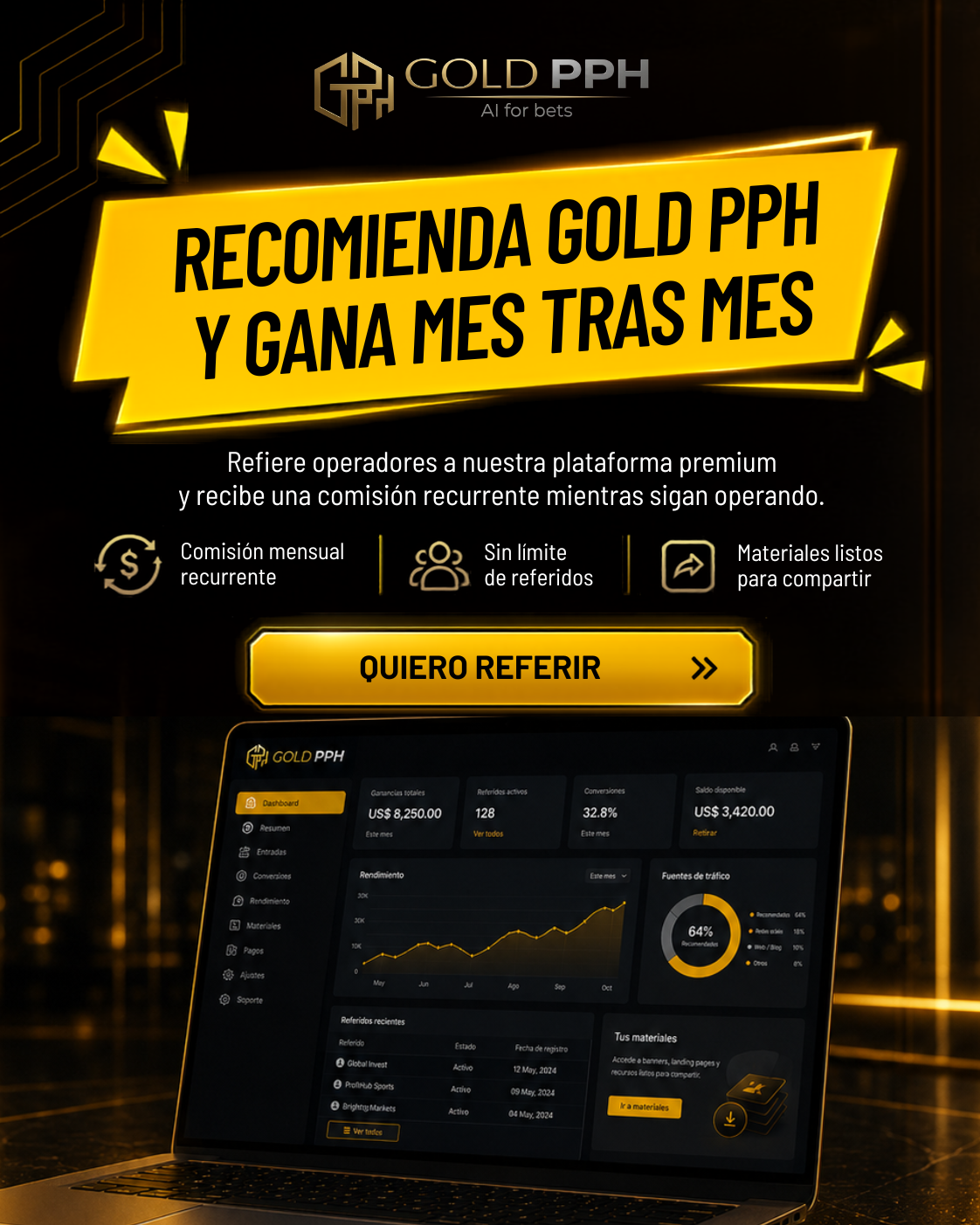Recomienda Gold PPH y gana mes tras mes. Quiero referir.